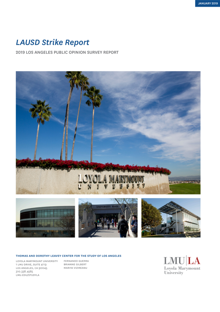 LAUSD Strike Report 2019, LOS ANGELES PUBLIC OPINION SURVEY REPORT